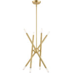 8 Light Satin Brass Chandelier with Steel base material-Lighting LumensChandeliers