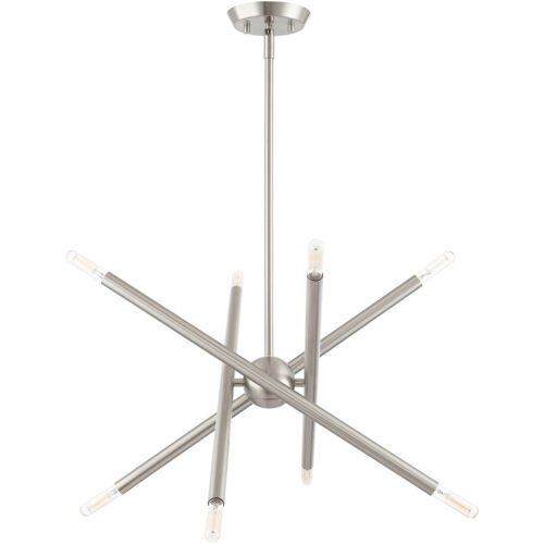 8 Light Brushed Nickel Chandelier with Steel base material-Lighting LumensChandeliers