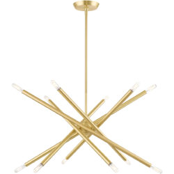 12 Light Satin Brass Chandelier with Steel base material-Lighting LumensChandeliers