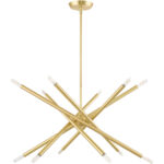 12 Light Satin Brass Chandelier with Steel base material-Lighting LumensChandeliers