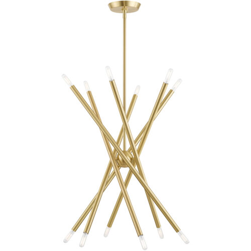 12 Light Satin Brass Chandelier with Steel base material-Lighting LumensChandeliers