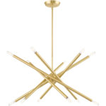 12 Light Satin Brass Chandelier with Steel base material-Lighting LumensChandeliers