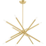 12 Light Satin Brass Chandelier with Steel base material-Lighting LumensChandeliers