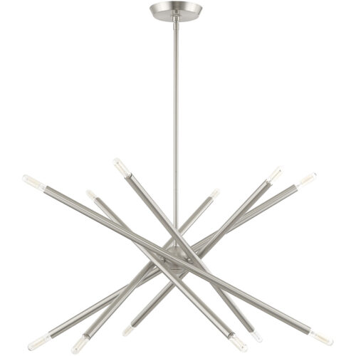 12 Light Brushed Nickel Chandelier with Steel base material-Lighting LumensChandeliers