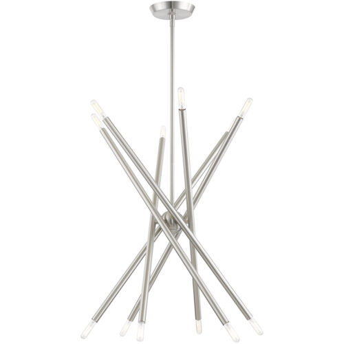 12 Light Brushed Nickel Chandelier with Steel base material-Lighting LumensChandeliers