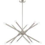 12 Light Brushed Nickel Chandelier with Steel base material-Lighting LumensChandeliers