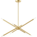 12 inch 8 Light Satin Brass Linear Chandelier with Steel base material-Lighting LumensChandeliers