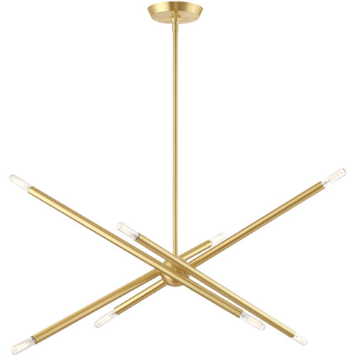 12 inch 8 Light Satin Brass Linear Chandelier with Steel base material-Lighting LumensChandeliers