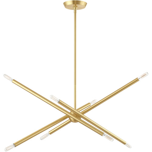 12 inch 8 Light Satin Brass Linear Chandelier with Steel base material-Lighting LumensChandeliers