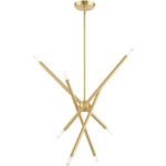 12 inch 8 Light Satin Brass Linear Chandelier with Steel base material-Lighting LumensChandeliers