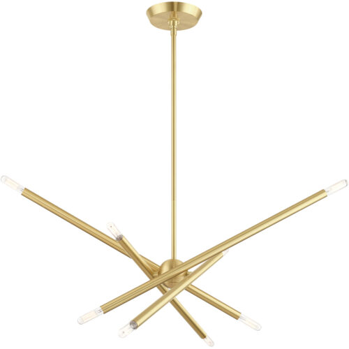 12 inch 8 Light Satin Brass Linear Chandelier with Steel base material-Lighting LumensChandeliers