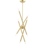 12 inch 8 Light Satin Brass Linear Chandelier with Steel base material-Lighting LumensChandeliers