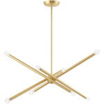 12 inch 8 Light Satin Brass Linear Chandelier with Steel base material-Lighting LumensChandeliers