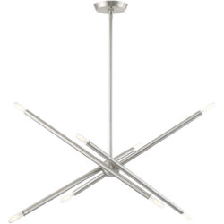 12 inch 8 Light Brushed Nickel Linear Chandelier with Steel base material-Lighting LumensChandeliers