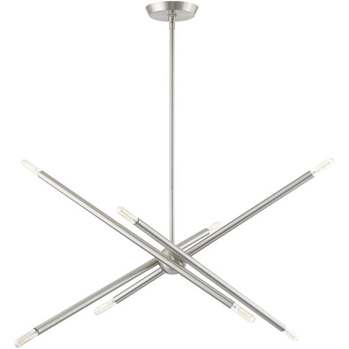 12 inch 8 Light Brushed Nickel Linear Chandelier with Steel base material-Lighting LumensChandeliers