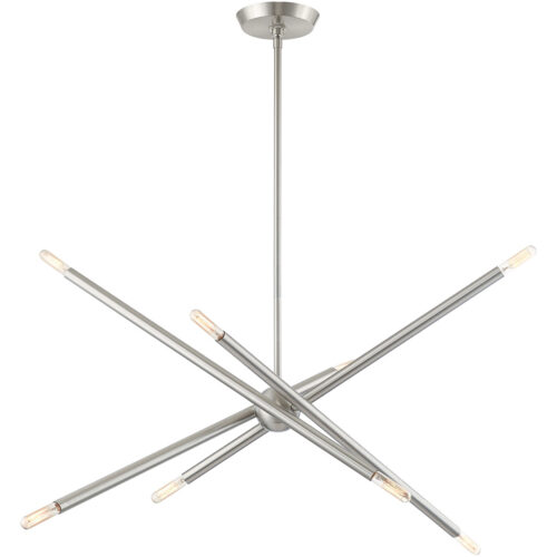 12 inch 8 Light Brushed Nickel Linear Chandelier with Steel base material-Lighting LumensChandeliers