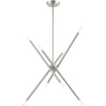 12 inch 8 Light Brushed Nickel Linear Chandelier with Steel base material-Lighting LumensChandeliers