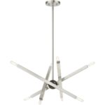 46844-91 8 Light Brushed Nickel Chandelier with Black Chrome Finish Accent-Lighting LumensChandeliers