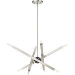 46844-91 8 Light Brushed Nickel Chandelier with Black Chrome Finish Accent-Lighting LumensChandeliers