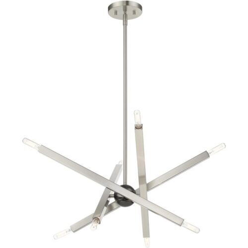 46844-91 8 Light Brushed Nickel Chandelier with Black Chrome Finish Accent-Lighting LumensChandeliers