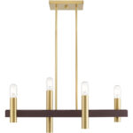 8.25 inch 4 Light Satin Brass & Bronze Linear Chandelier with Steel base material-Lighting LumensChandeliers