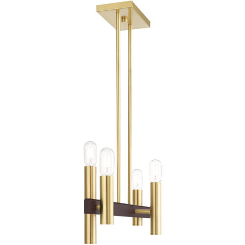 8.25 inch 4 Light Satin Brass & Bronze Linear Chandelier with Steel base material-Lighting LumensChandeliers