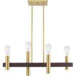 8.25 inch 4 Light Satin Brass & Bronze Linear Chandelier with Steel base material-Lighting LumensChandeliers