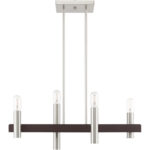 8.25 inch 4 Light Brushed Nickel & Bronze Linear Chandelier with Steel base material-Lighting LumensChandeliers