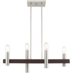 8.25 inch 4 Light Brushed Nickel & Bronze Linear Chandelier with Steel base material-Lighting LumensChandeliers