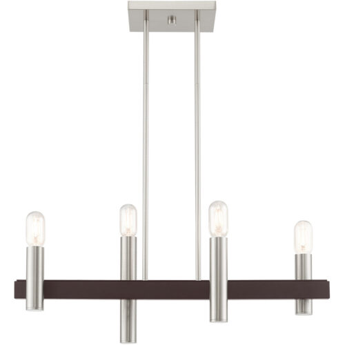 8.25 inch 4 Light Brushed Nickel & Bronze Linear Chandelier with Steel base material-Lighting LumensChandeliers