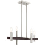 8.25 inch 4 Light Brushed Nickel & Bronze Linear Chandelier with Steel base material-Lighting LumensChandeliers