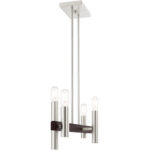 8.25 inch 4 Light Brushed Nickel & Bronze Linear Chandelier with Steel base material-Lighting LumensChandeliers