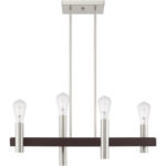 8.25 inch 4 Light Brushed Nickel & Bronze Linear Chandelier with Steel base material-Lighting LumensChandeliers