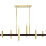 8.25 inch 6 Light Satin Brass & Bronze Linear Chandelier with Steel base material-Lighting LumensChandeliers