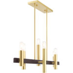 8.25 inch 6 Light Satin Brass & Bronze Linear Chandelier with Steel base material-Lighting LumensChandeliers