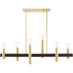 8.25 inch 6 Light Satin Brass & Bronze Linear Chandelier with Steel base material-Lighting LumensChandeliers