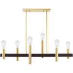 8.25 inch 6 Light Satin Brass & Bronze Linear Chandelier with Steel base material-Lighting LumensChandeliers