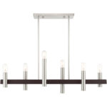 8.25 inch 6 Light Brushed Nickel & Bronze Linear Chandelier with Steel base material-Lighting LumensChandeliers