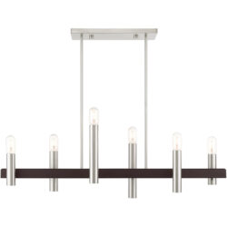 8.25 inch 6 Light Brushed Nickel & Bronze Linear Chandelier with Steel base material-Lighting LumensChandeliers