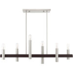 8.25 inch 6 Light Brushed Nickel & Bronze Linear Chandelier with Steel base material-Lighting LumensChandeliers