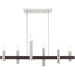 8.25 inch 6 Light Brushed Nickel & Bronze Linear Chandelier with Steel base material-Lighting LumensChandeliers