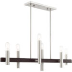 8.25 inch 6 Light Brushed Nickel & Bronze Linear Chandelier with Steel base material-Lighting LumensChandeliers