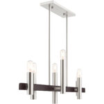 8.25 inch 6 Light Brushed Nickel & Bronze Linear Chandelier with Steel base material-Lighting LumensChandeliers