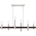 8.25 inch 6 Light Brushed Nickel & Bronze Linear Chandelier with Steel base material-Lighting LumensChandeliers