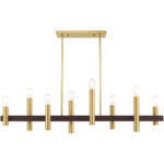 10 inch 8 Light Satin Brass & Bronze Linear Chandelier with Steel base material-Lighting LumensChandeliers