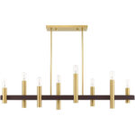 10 inch 8 Light Satin Brass & Bronze Linear Chandelier with Steel base material-Lighting LumensChandeliers