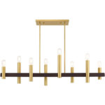 10 inch 8 Light Satin Brass & Bronze Linear Chandelier with Steel base material-Lighting LumensChandeliers