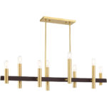 10 inch 8 Light Satin Brass & Bronze Linear Chandelier with Steel base material-Lighting LumensChandeliers