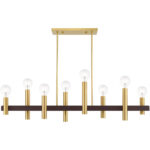 10 inch 8 Light Satin Brass & Bronze Linear Chandelier with Steel base material-Lighting LumensChandeliers