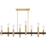 10 inch 8 Light Satin Brass & Bronze Linear Chandelier with Steel base material-Lighting LumensChandeliers